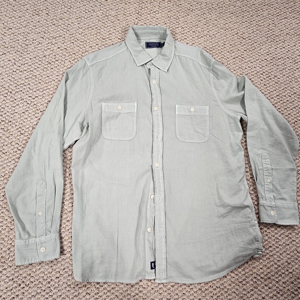Vineyard Vines Mens Chambray Long Sleeve Button Down Shirt Size L